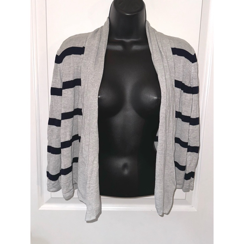 Cyrus grey & navy blue striped cardigan